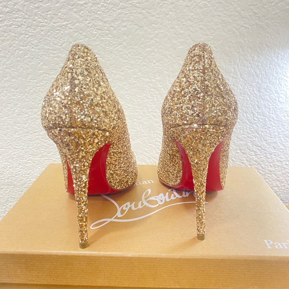 Christian Louboutin Sparkling Gold Heels NWT